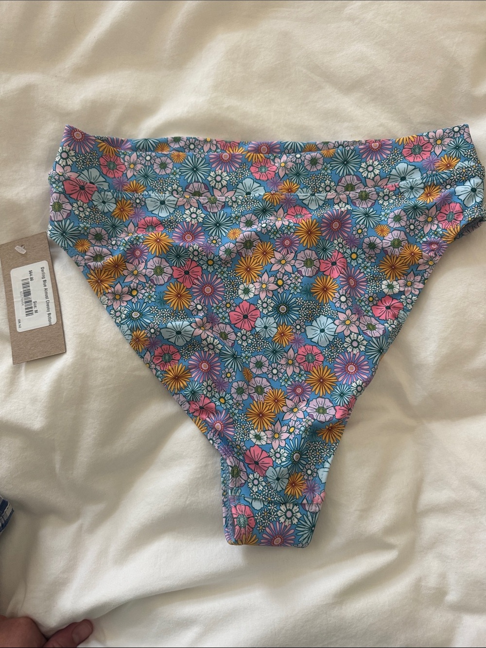 Albion Floral High-Cut Bikini Bottoms in Blue and Pink - Picture 4 of 4
